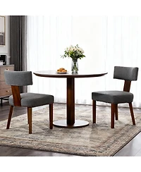 Streamdale Upholstered Wooden Farmhouse Dining Chairs (Set of 2), Gray