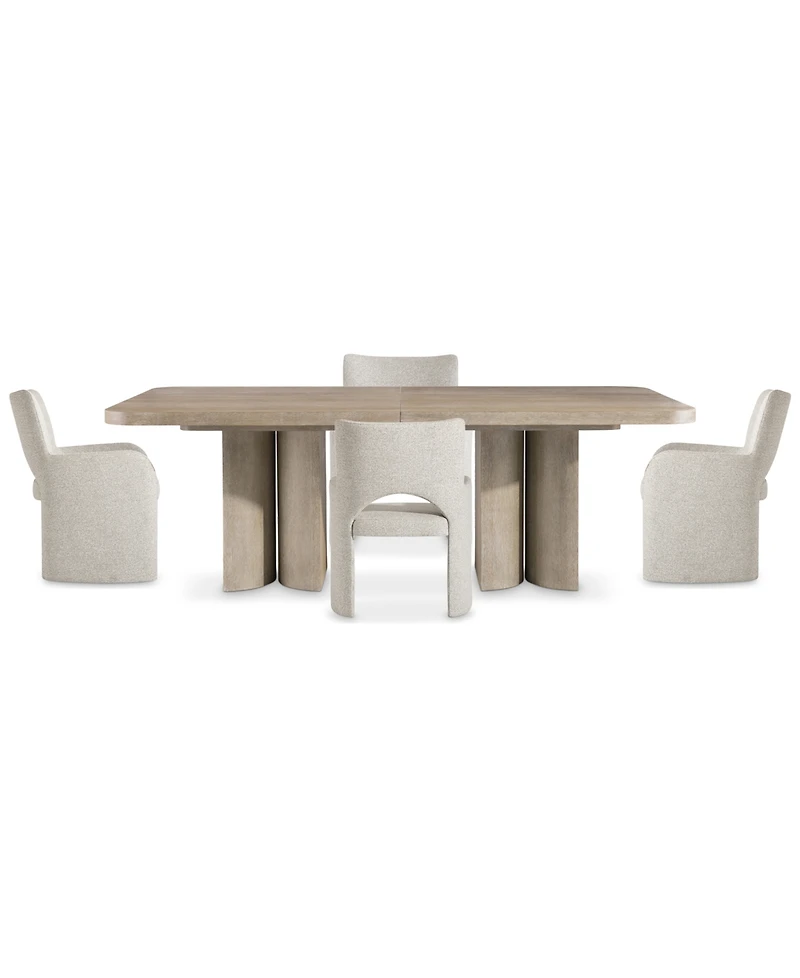 Bernhardt 5-Pc. Wood Loggia Dining Set Rectangle Table and Upholstered Arm Chairs