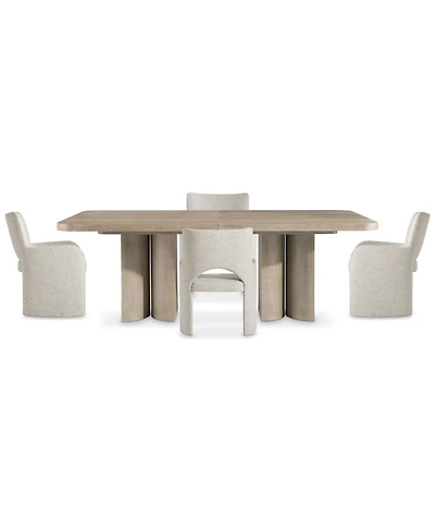 Bernhardt 5-Pc. Wood Loggia Dining Set Rectangle Table and Upholstered Arm Chairs