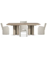 Bernhardt 5-Pc. Wood Loggia Dining Set Rectangle Table and Upholstered Arm Chairs