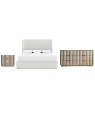 Bernhardt 3-Pc. Wood Loggia Bedroom Set Queen Bed, Dresser and Accent Nightstand
