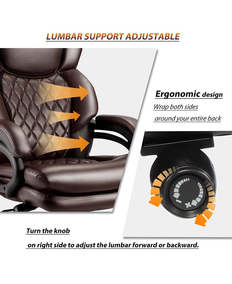 Streamdale Furniture 500lbs Big and Tall Office Chair for Heavy People Executive Computer Desk Chair