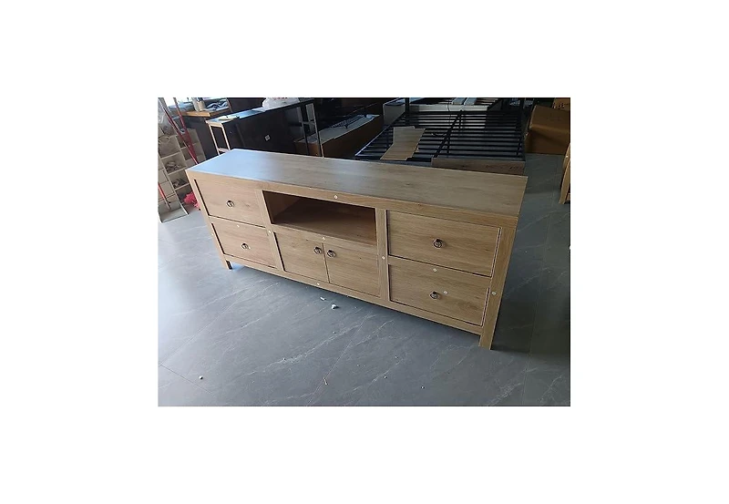 gaomon Rustic 6-Door Wooden Tv Console, Wide Storage Entertainment Center for Living Room, Beige/Khaki