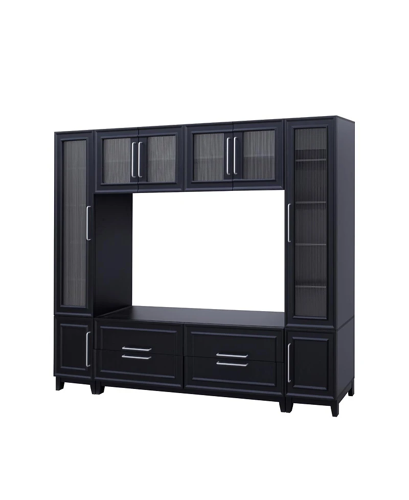 Streamdale Furniture Modern Entertainment Center with Glass Doors & Drawers