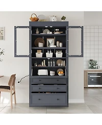 Streamdale Furniture Freestanding Kitchen Pantry Storage Cabinet with 3 Drawers