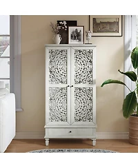 Streamdale Furniture Rustic 55" Storage Cabinet with Drawer and Carved Wood Doors