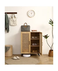 Streamdale Furniture Natural Rattan Storage Cabinet Double-Door Shoe Cabinet 29.5inch