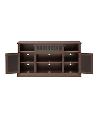 Streamdale Furniture Embossed Tv Stand with Sliding Door, Dark Cherry, 58.27"W