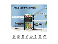 Aostirmotor Adjustable Dog Bowl Stand Pet Feeding Station in Black