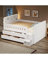 Streamdale Furniture Wooden Full Bed with Led Light, Storage Drawers