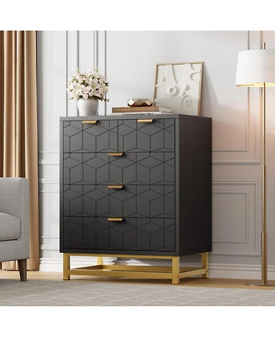 gaomon 5 Drawer Dresser for Bedroom, Modern Storage Chest with Metal Base, Organizer Cabinet for Living Room
