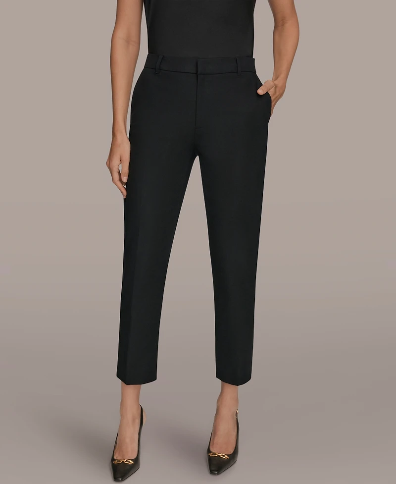 Donna Karan New York Women's Flat-Front Stretch Double-Layer Pants