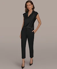 Donna Karan New York Women's Flat-Front Stretch Double-Layer Pants