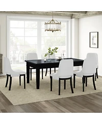 Streamdale Furniture Wooden Dining Chairs Set of 2, Black Linen Upholstered Farmhouse Style Chairs