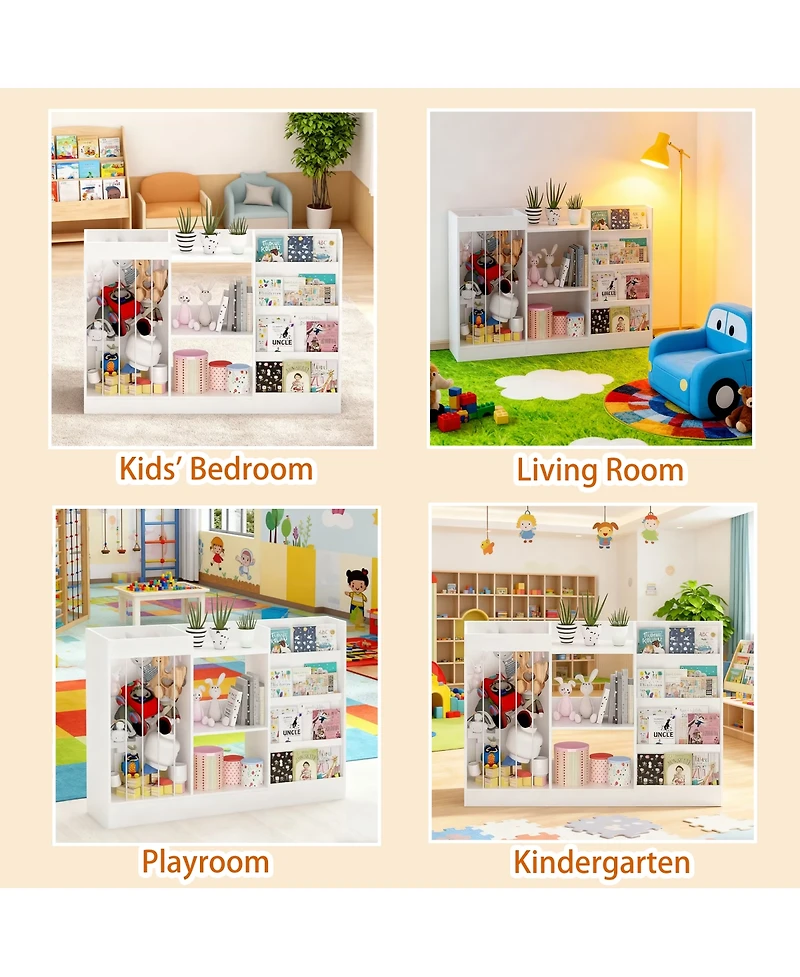 Streamdale Furniture Kids Bookshelf and Toy Storage, 3-Tier Sling Bookcase for Nursery