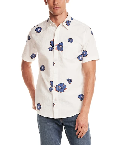Weatherproof Vintage Men's Short-Sleeve Seersucker Print Shirt