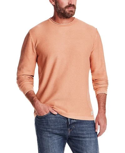 Weatherproof Vintage Men's Long Sleeve Crewneck Twill Stonewash Sweater