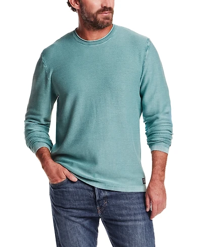 Weatherproof Vintage Men's Long Sleeve Crewneck Twill Stonewash Sweater