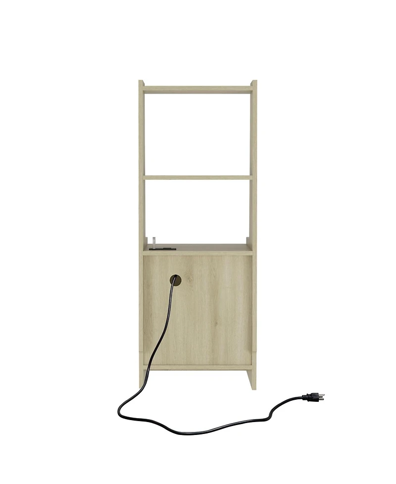 Streamdale Furniture Smart Nightstand with Charging Station, Light, Bookshelf & Storage