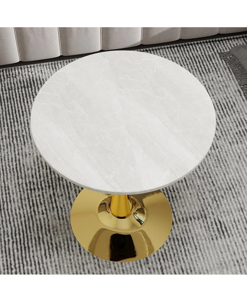 Streamdale Furniture Streamdale Gold 27.6" Mid-Century Modern Dining Table with White Marble Top