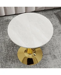 Streamdale Furniture Streamdale Gold 27.6" Mid-Century Modern Dining Table with White Marble Top