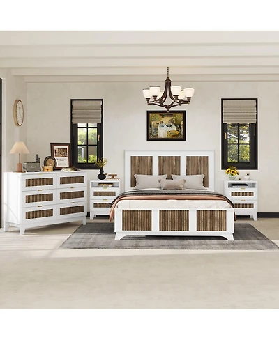 Streamdale Furniture Streamdale 4-Piece Queen Farmhouse Set with Storage Nightstand & Dresser
