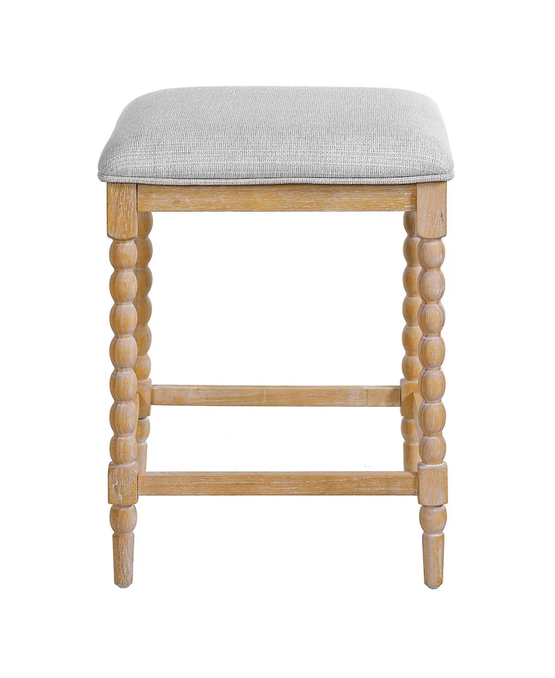 Streamdale Furniture 26" Counter Stools, Set of 2 Upholstered Seat, Solid Acacia Wood Frame