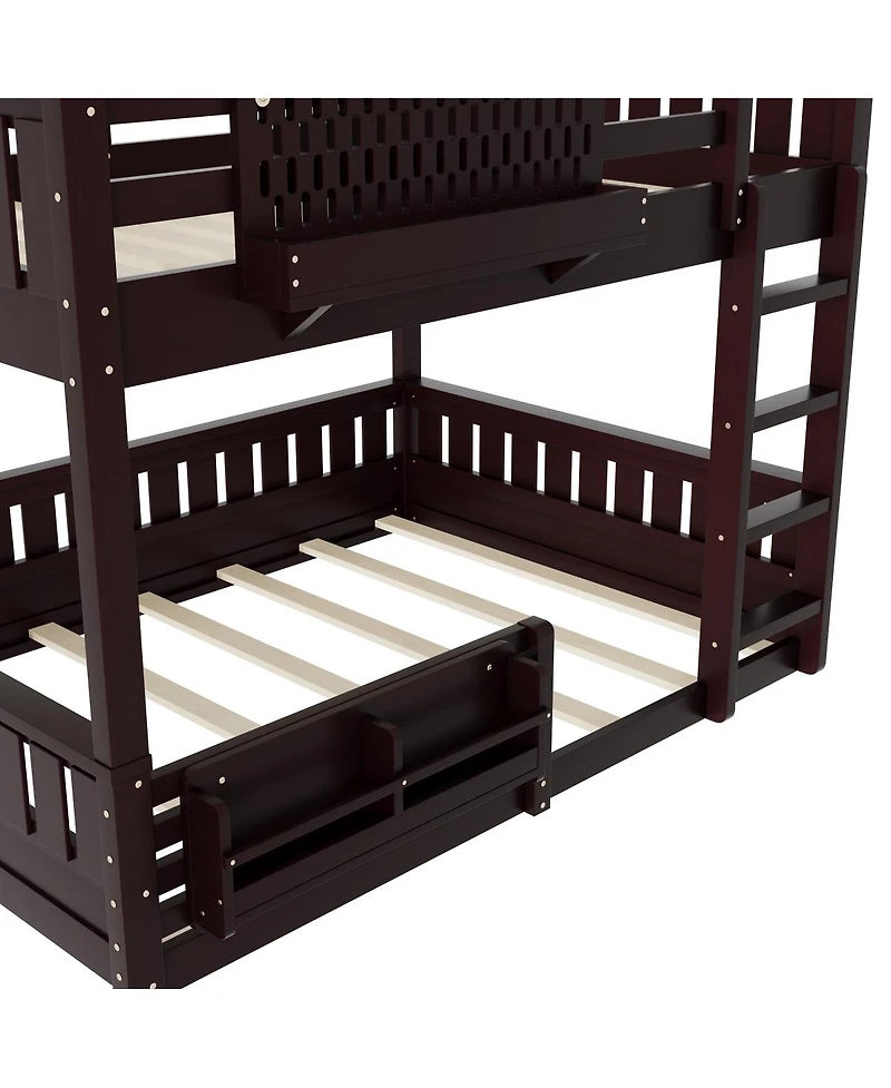 Streamdale Furniture Bunk Bed with Ladder and Guardrails, Pegboard and bookshelf