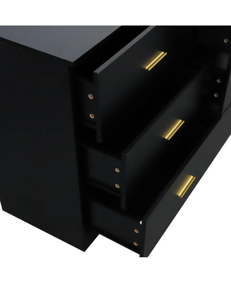 Streamdale Furniture Streamdale Modern Black 6-Drawer Dresser - Wide Chest of Drawers for Bedroom