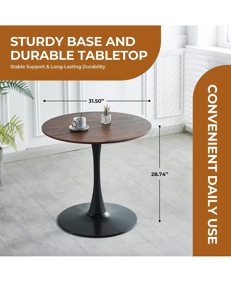 Streamdale Walnut Tulip Dining Table (Seats 2-4) - 31.5" Round Mdf Top