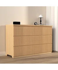 Streamdale Furniture 6 Drawer Storage Cabinet, Wood Dresser Clothes Organizer with Wavy Panel