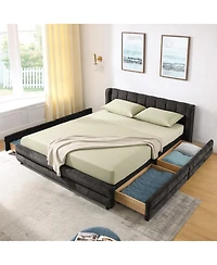 Streamdale Furniture Queen Size Upholstered Bed Frame with Drawer