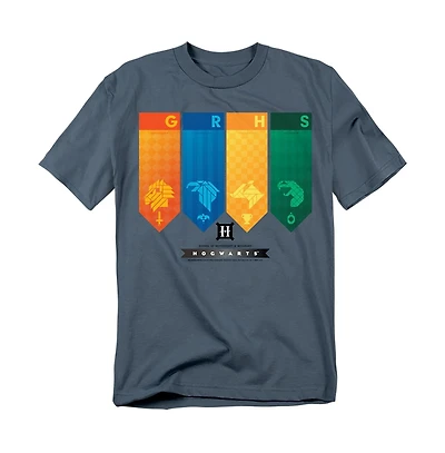 Harry Potter Men's Hogwarts House Color Banners T Shirt