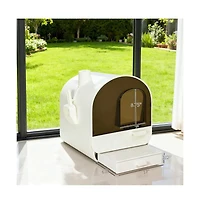 Zeus & Ruta White Covered Cat Litter Box with Scoop & Filter