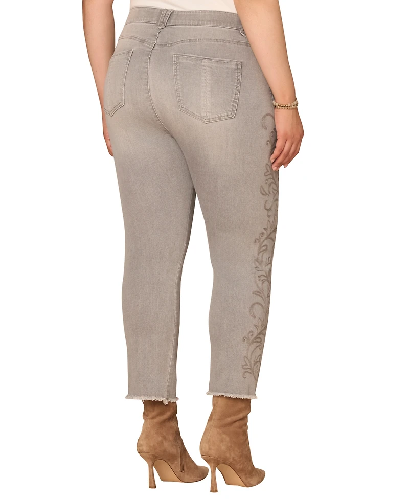 Democracy Plus Western Embroidery High-Rise Slim Straight Jeans