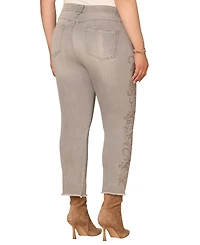 Democracy Plus Western Embroidery High-Rise Slim Straight Jeans