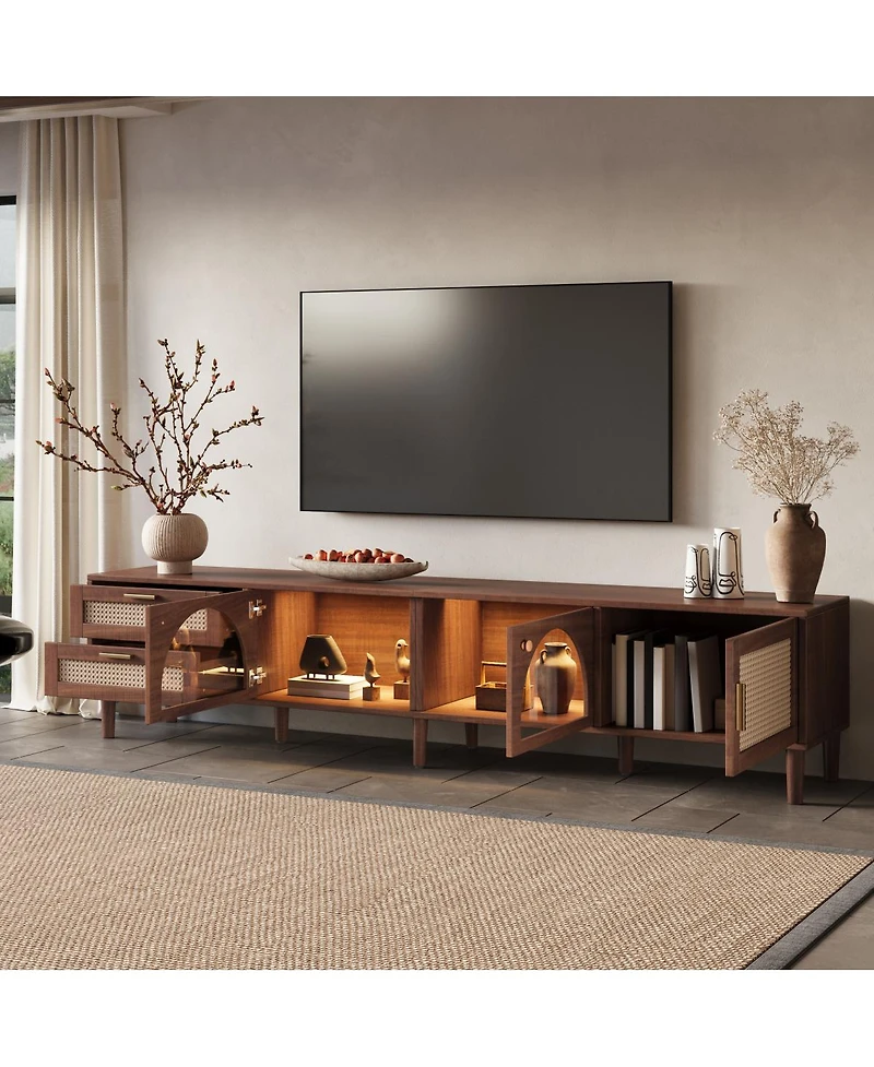 Streamdale Furniture 86" Tv Stand for TVs up to 90", Entertainment Center with Led Lights & Storage