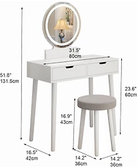 gaomon Vanity Desk with Stool, Makeup Vanity Desk with Touch Light Mirror
