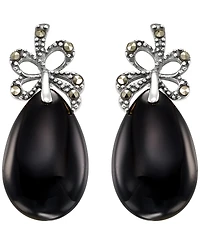 Macy's Marcasite (0.13 ct. t.w.) and Onyx (9-1/2 ct. t.w.) Drop Earrings in Sterling Silver