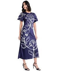 Maggy London Women's Short-Sleeve Printed Midi Dress