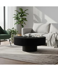 Streamdale Furniture Round Fluted Mid Century Modern Coffee Table