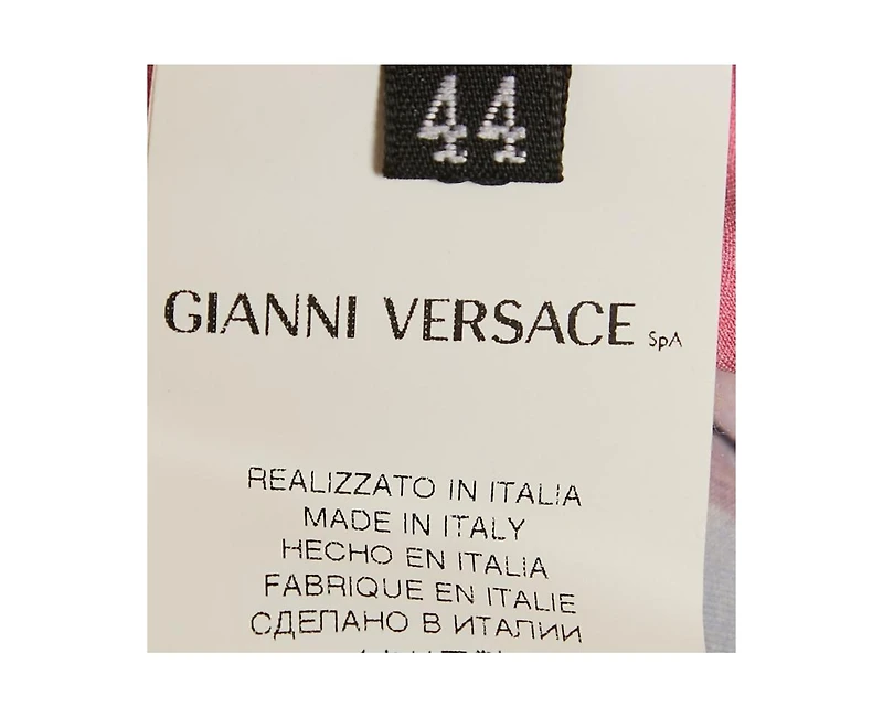 Pre-Owned Versace Women's Pink Floral Print Satin Long Sleeve Shirt