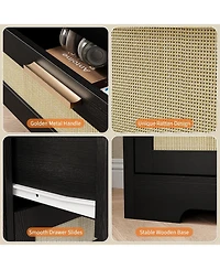 gaomon 12 Drawer Dresser for Bedroom, Modern Farmhouse Rattan Chest of Drawers, Wood Closet, Living Room, Entryway, and Hallway