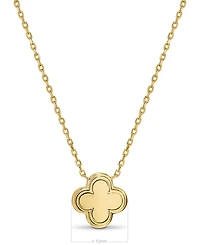 Devata Contour-lined Clover Necklace in Gold Plated Sterling Silver, Adj 16/17/18 inch