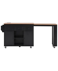 Streamdale Furniture 85.5" Extendable Kitchen Island with Storage, Power Outlet, 3 Drawers, 2 Doors
