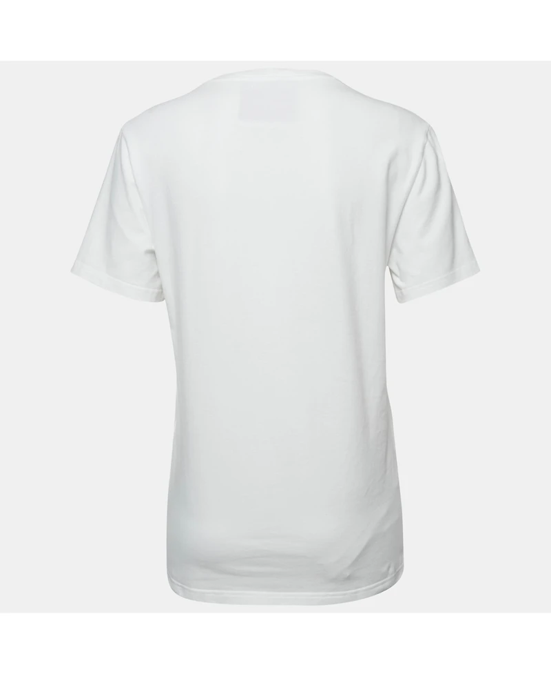 Pre-Owned Moschino Women's Couture White Logo Print Cotton Crew Neck T-Shirt