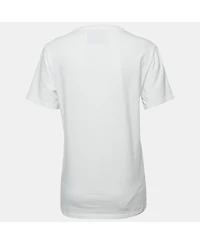 Pre-Owned Moschino Women's Couture White Logo Print Cotton Crew Neck T-Shirt