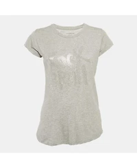 Pre-Owned Zadig & Voltaire Women's Grey Jersey Skinny Rnr Strass Top