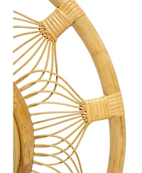 Wicker Village Whisker Round Wall Mirror with Rattan Frame, Boho Hanging Decorative Mirror, Natural Finish for Living Room & Bedroom