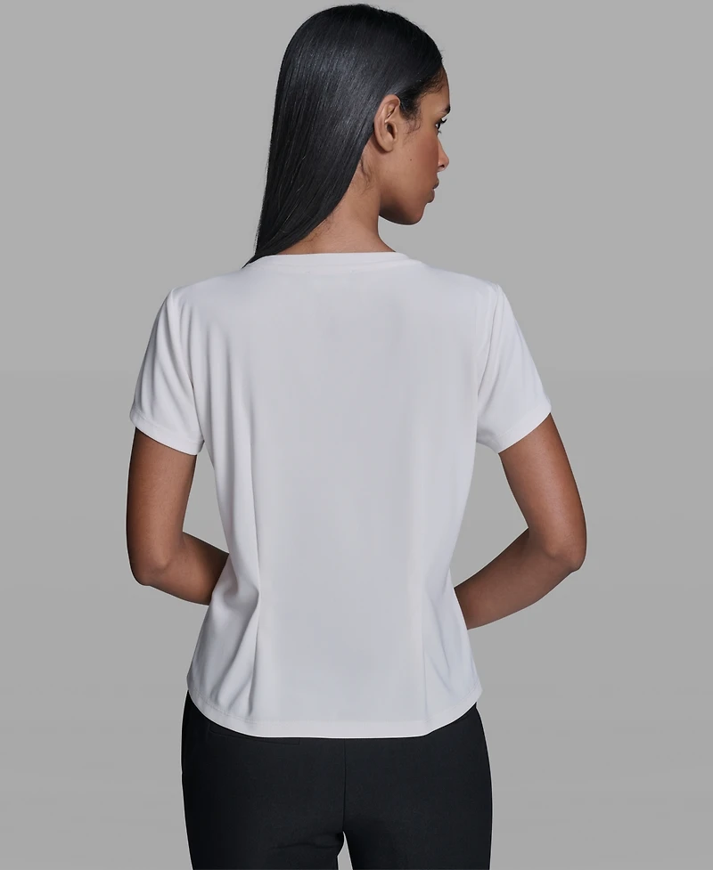 Karl Lagerfeld Paris Women's Cut and Sew Crew Neck Top